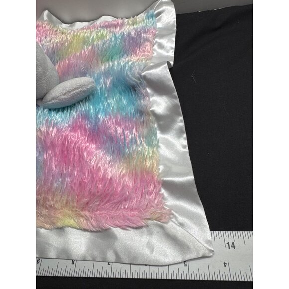Unicorn Rainbow Pastel Baby Security Blanket 12" Satin Back By Baby Starters - Picture 7 of 7